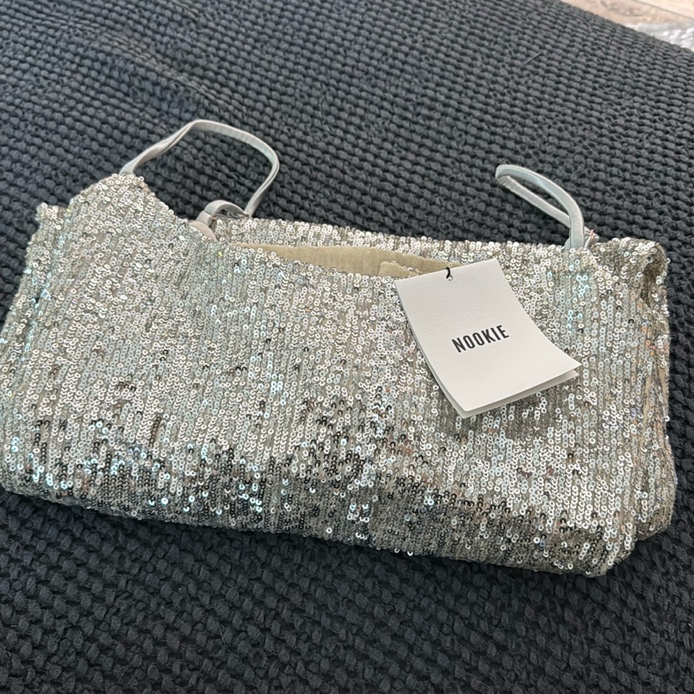 NWT Nookie Lovers Nothings Sequin Gown in Silver M